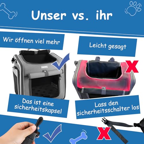 Hundekorb Fahrrad Vorne, Erweiterbarer Faltbarer Hundefahrradkorb Vorne mit 4-Offenen Türen, 4-Mesh-Fenster, Haustier-Reisetasche, Hunderucksack für Kleine und Mittelgroße Katzen und Hunde