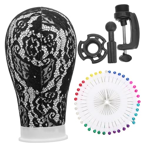 Ipetboom 1 Set Canvas Block Head Wig Head Mount Hair Braiding Stand for Wig Making