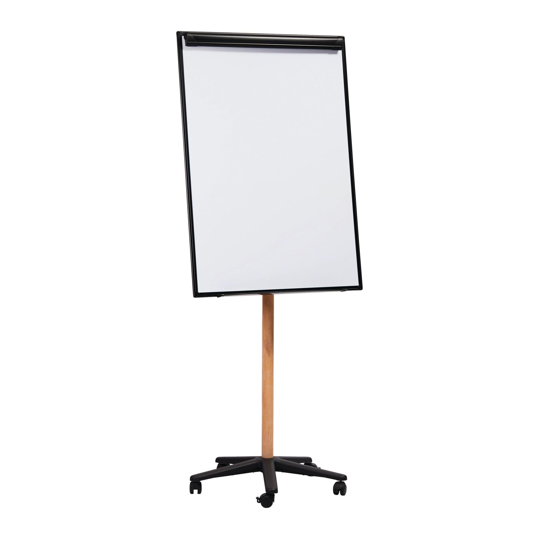 Bi-Office Essence Flipchart Mobile Easel, Superficie magnetica in acciaio laccato, struttura in alluminio nero e legno naturale