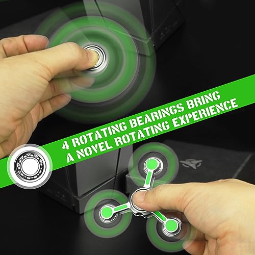 Image of Dilabnba Infinity Gear Fidget Spinners Toy for Kids Adults, Cool Metal Finger Spinner for Stress Relief Anti Anxiety, Light Glow in The Dark Desk Toy for Boys Age 3-12 Stocking Stuffer Gift(Green)