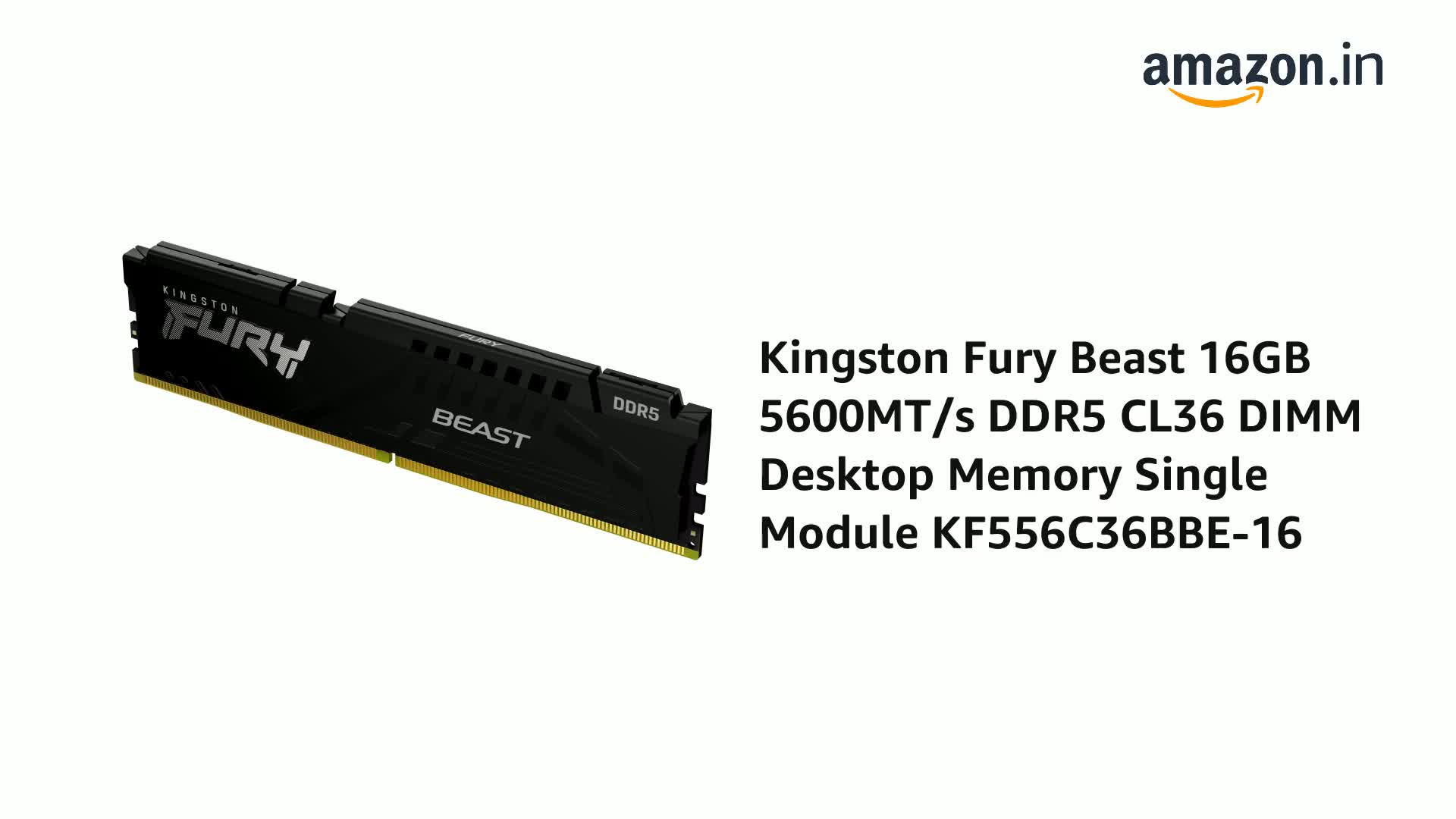 Amazon.in: Buy Kingston Fury Beast 16GB 5600MT/s DDR5 CL36 DIMM