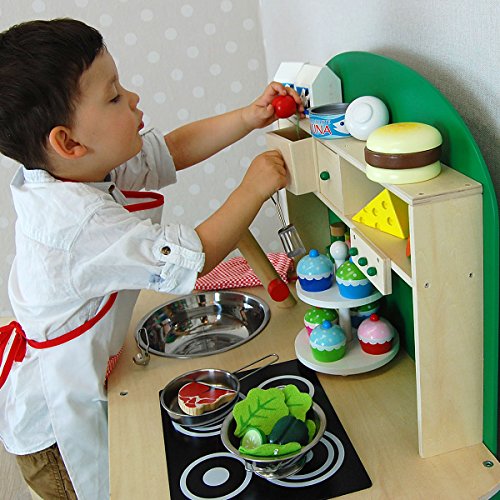 Cucina giocattolo per bambini, in legno, verde