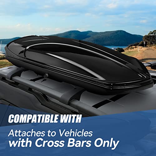 Image of Auto Dynasty Hard Shell Roof Top Mount Car Storage Travel Luggage Box Cargo Carrier with Security Keys, 80 (L) x 30 (W) x 13 (H) Inches, Capacity 110 Pounds, 15 Cubic Feet (Tool-Free Install), Glossy