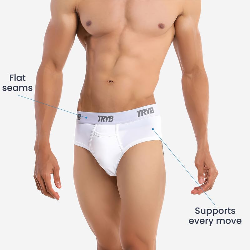 Image of TRYB Supporter for Cricket | Sports Underwear for Men | Stretchable Active Supporter Briefs | Pouch for Abdominal Guard | Light Weight, Breathable & Quick Dry | Gym Sports Innerwear Brief