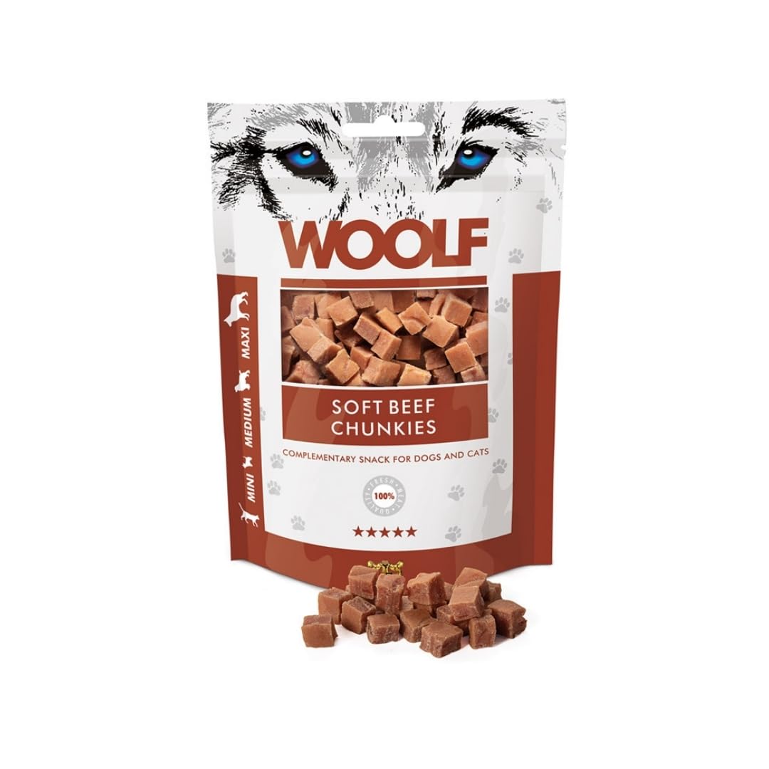 Pack économique 10 x 100 g - Woolf Bouchées de boeuf - Récompenses naturelles pour chiens