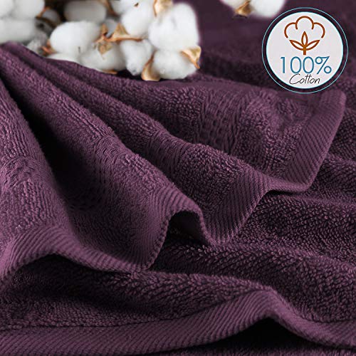 Image of Hearth & Harbor Washcloths 12 Pack - 100% Cotton Washcloth for Body and face, High Absorbent and Soft 13 inchx13 inch Body Wash Cloth, Quick Dry - Purple Washcloths