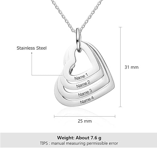 Miniatura 2 de Wendy Made Custom Name Necklace for Mom Grandma Personalized Heart Necklace with 2-4 Names, Unique Gift for Mother Grandmother Daughter Mothers Day