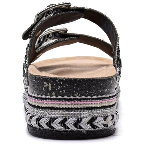 Torotto Womens Slides with Cork Footbed Open Toe Adjustable Webbing Flat Sandals for Walking | Beach | Indoor3