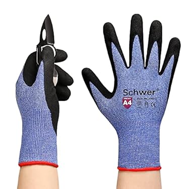 AMAZON - Schwer AIR-SKIN Cut Resistant Gloves with Extreme Lightweight & Thin, ANSI A4 Wire Metal Gloves for Refined Work, Touch-screen, Fiberglass-free, 3D-Comfort Fit, Breathable, 1 Pair