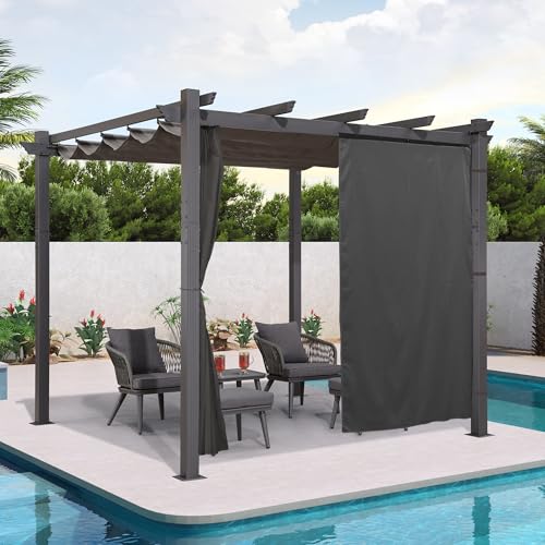 PURPLE LEAF Pergola Seitenwände für 3 x 3 m Pavillon, mit Ösen und Stange, Blick- und Windschutz, Vorhang Satz von 2 Panels, Grau