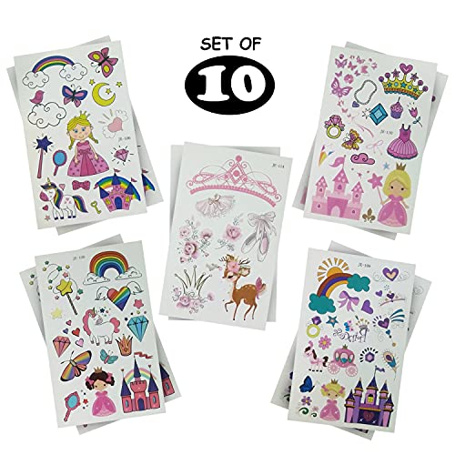 Image of Party Propz Princess Theme Birthday Decorations Stickers - 10 Set For Girls | Princess Kids Tattoo Sticker for Girls | Temporary Tattoo | Unicorn Tattoos | Princess Decoratives for kids