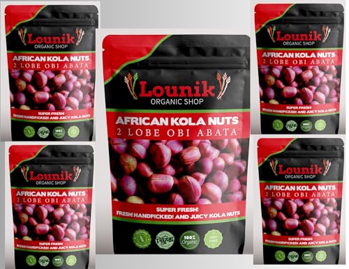 Kola Nuts 2 Lobes- Red Kola Nuts- Obi Abata kola Nut- Acuminate Kola nuts- Bundle of 3 Packs - 1200 grams