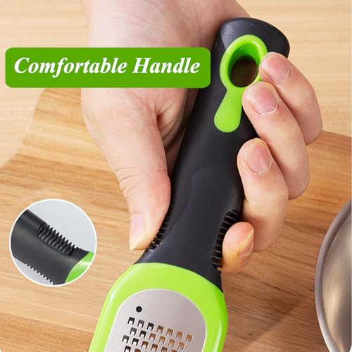 Image of Zester Grater Set of 2, Cheese Grater for Kitchen Lemon Zester Tool Garlic Grater Ginger Grater, Kitchenaid Food Grater with Handle Handheld, Sharp Stainless Steel Blade with Protective Cover