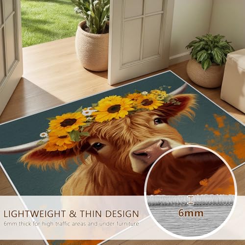 Tapete con diseño de vaca Highland de 91x152 cm miniatura 2