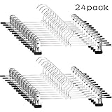 Pants Hangers - Skirt Hangers 24 Pack Skirt Metal Pants Hangers Chrome Skirt Hangers with Non-slip Adjustable Clips Space Saving Pants Hanger for All Kinds of Clothes Pants