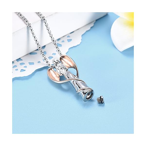 Oinsi EternityMemory Angel Lady Stainless Steel Cremation Pendant Necklace Ashes Keepsake Holder Memorial Urn Jewelry