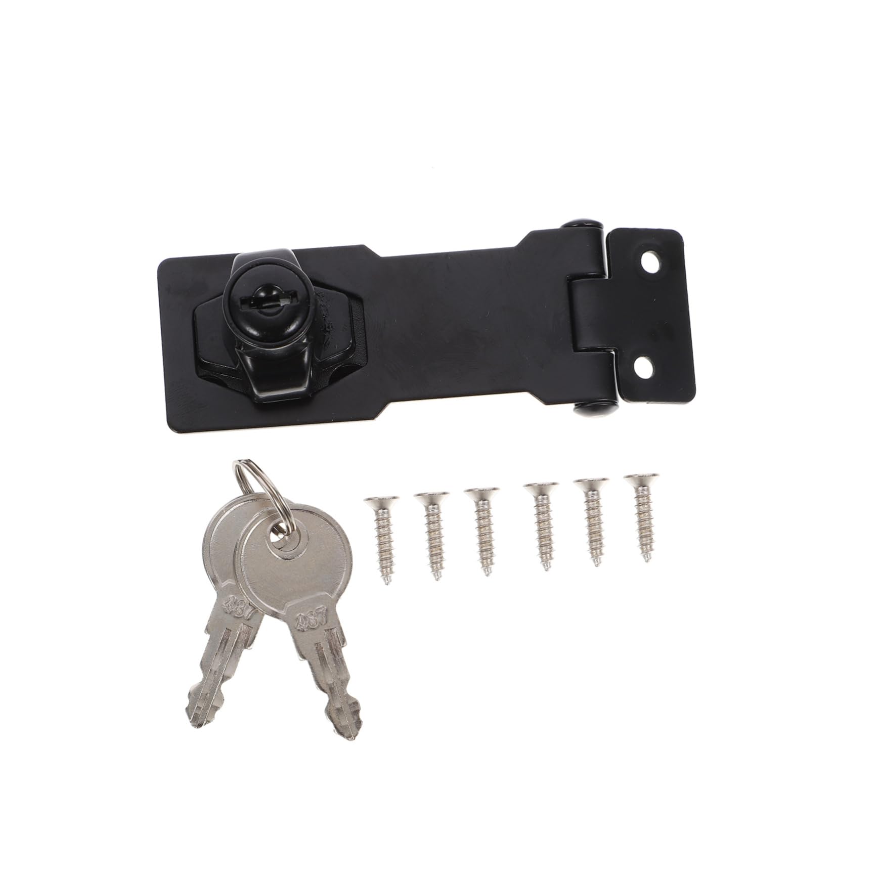 WOONEKY Hasp Lock Child Door Locks Closet Lock with Key with Lock Padlock Hasp Door Lock Deadbolt Locks Hasp Latch Cabinet Locks Hidden Sliding Closet Door Lock Latch Lock Iron Black