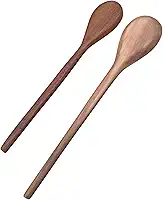 Kit com 2 Colheres de Pau para Cozinha, 36 cm e 32 cm – Madeira Maciça, Não Risca Antiaderente, Cabos Longos e Confortáveis