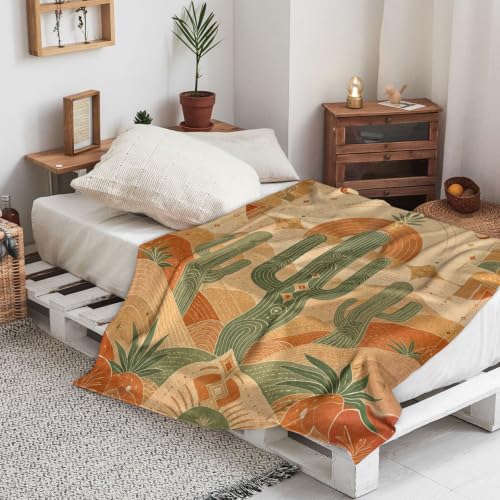 Couverture en fourrure cactus style bohème chic 152cm - 5