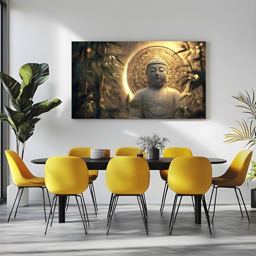 Générique Décoration Murale Salon Tableau Toile Indien Bouddha Grand Impression 70x140 cm, Tableau Mural Zen Bambou Affiche Mural Religieux Statue Chambre...