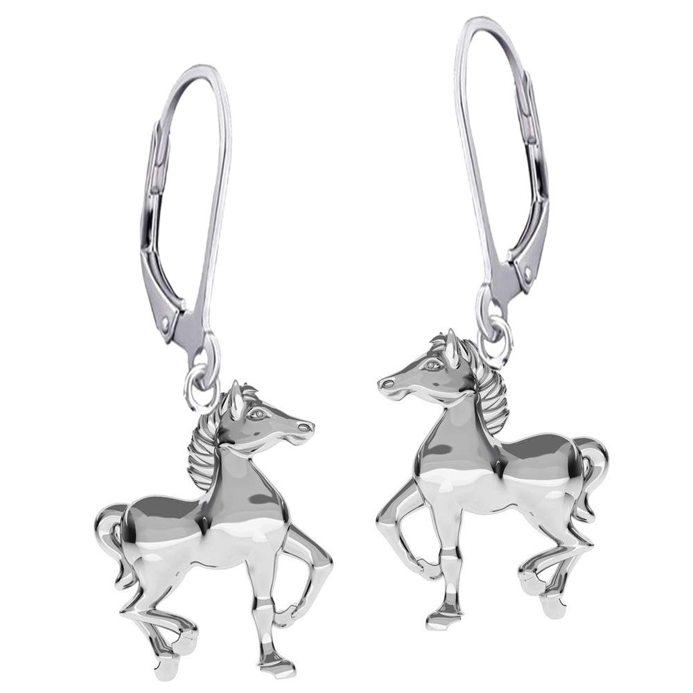 Kinder Mädchen Schmuckset 925 Sterling Silber Pferde Kette Ohrringe Set K499o+K500o 40cm
