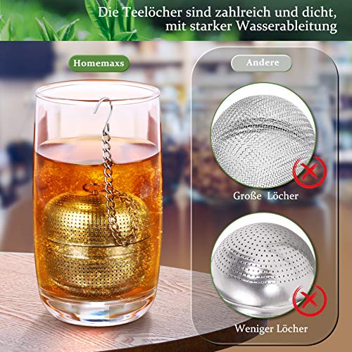 HOMEMAXS 2pcs Infusor de chá de malha de aço inoxidável 304 Infusor de bola de chá de folhas soltas