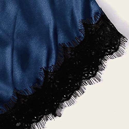 Conjunto de pijama feminino de cetim de seda com 3 peças AxiBa, conjunto de camisola de renda e robe