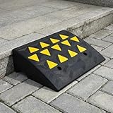 Rubber Kerb Ramp, Threshold Ramp with Cord Management Channels, 15 cm Rise Non-Slip Portable Ramps, Heavy Duty Driveway Curb Ramps for Wheelchairs Scooters Bikes Cars Doorways Sidewalks Stairs