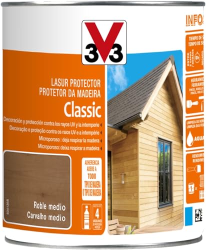 V33 Protector Decorativo De La Madera Classic Satinado Roble Medio 0,75L