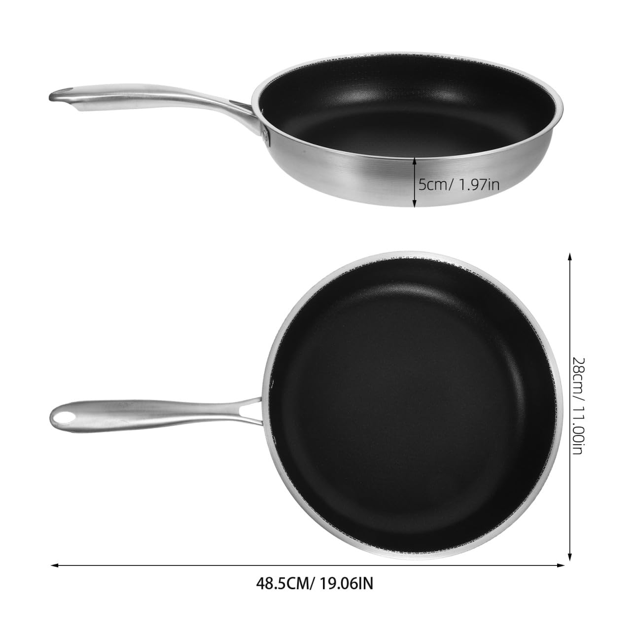 DECHOUS Padella per Cucina Quotidiana in Acciaio Inox Nido D'ape Antiaderente e Facile da Maneggiare per Uova Adatta a Piani Cottura a Gas, Elettrici a Induzione