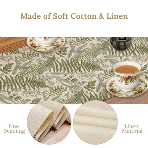 Vintage-Botanical-Table-RunnerGreen-Plant-Wildflower-Farmhouse-Retro-Pattern-Nature-Table-Runner-for-Coffee-Table-Dining-Room-Table-Bedroom-Party-Holiday-Decor-13x60inch Vintage Botanical Table RunnerGreen Plant Wildflower Farmhouse Retro Pattern Nature Table Runner for Coffee Table Dining Room Table Bedroom Party Holiday Decor 13x60inch