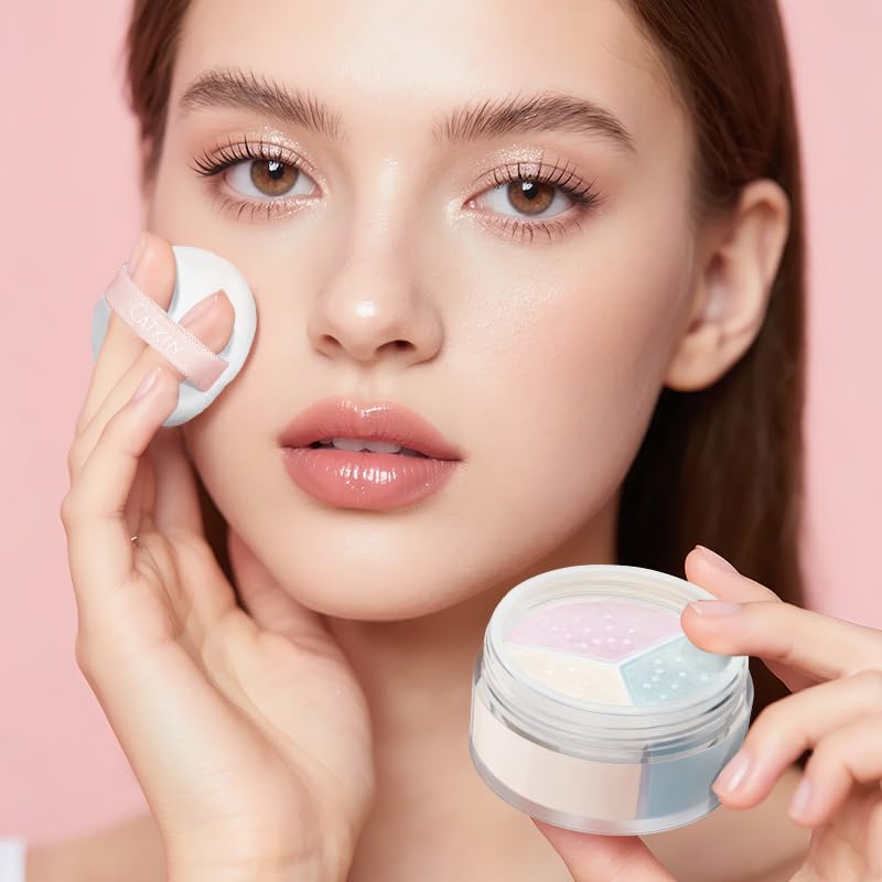 CATKIN Loose Setting Powder - Translucent Shimmer Finishing Powder, 3 Colors Even Skin Tone, Oil Control Makeup Pore Minimizing Powder with Velour Puff (0.42oz, C03 Shimmer for Dry Skin) - Image 5