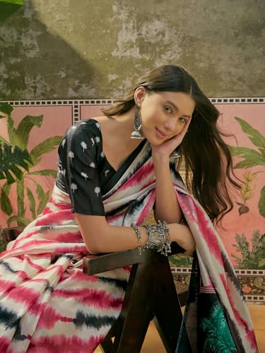 Image of SIRIL Women's Cotton Printed Saree With Unstitched Blouse Piece