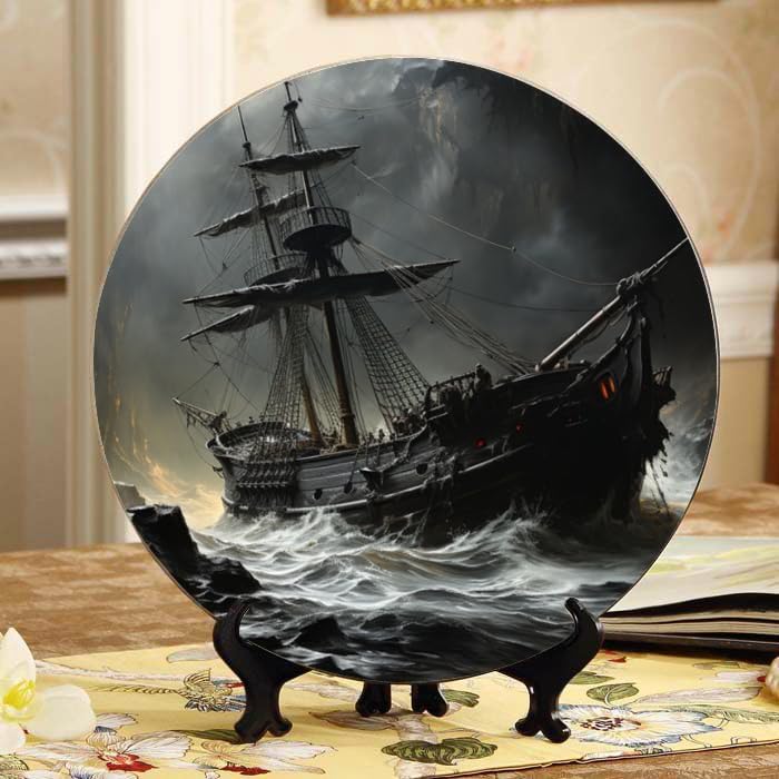 Family Gathering 10-inch Ceramic Plate for Wall Display or Tabletop, with Stand & Hook DP-372159008