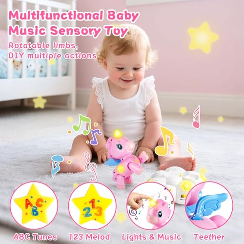 Jouet Bébé Licorne Nuage 2-en-1, 3 Étapes de Développement pour Le Temps sur Le Ventre et la Rampante, avec Lumières et Musique, Jouet Sensoriel Détachable, Idée Cadeau (Noël/Anniversaire) 6-36 Mois – Image 3