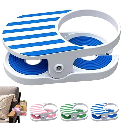 Mainstays Clip-On Drink Holder - Secure Your Beverage Anywhere Drinking Cup Holder Clip with Side Hole Portable Cup Holder for Desk Chair for Water Drink Beverage Soda Coffee Mug (Blue)