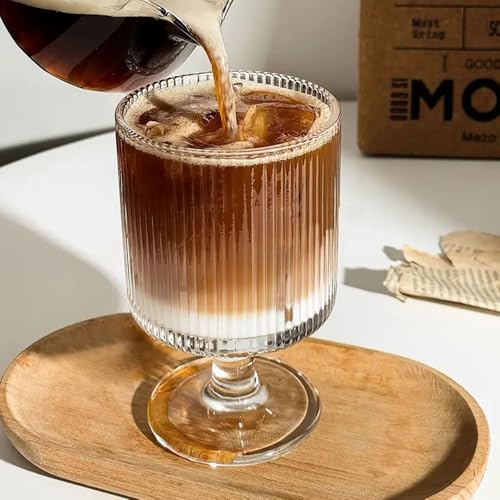 Image of Forestamart Vintage Vertical Striped Wine Glasses Set (220ml), Cocktail Glass, Lead-Free Glasses for Bars, Restaurants, Parties (6)