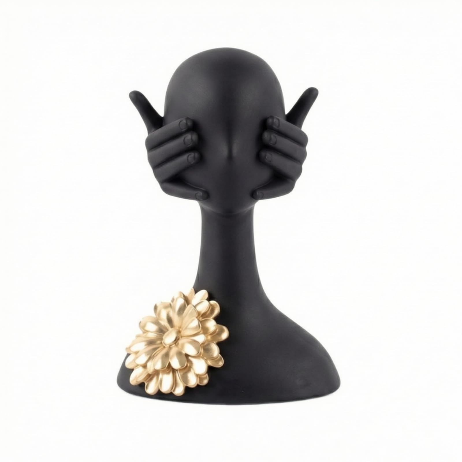predolo Busto con Flor Metálica Dorada Dorado Busto Resina Mate Figura Resina para Estantería, Style to 3