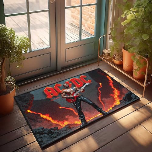 LOP Front Door Mat Outdoor Funny Ac/Dc: Rock Legend In Lava-Lit Glory Doormat Gift For Husband Home Decor For Men(40X60CM)