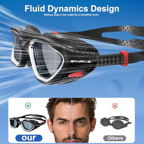 Image of Whale Swim Goggles, HD Anti-Fog Goggles, Unisex | 100% UV Protection | Anti-Fog Design Clear Wide-Angle Underwater View