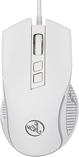 Elprico Wired Gaming Mouse, Ergonomic Computer Mouse with RGB Lighting Effects, 3600 DPI Adjustable Portable PC Mouse for Home Office, Plug and Play (White)