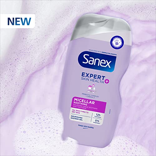 Sanex Expert Skin Health+ Micellar Soothing Shower Gel 515ml, for dry skin, body wash for men & women, nourishes skin, soothes skin tightness, 12 hour hydration, prebiotic & postbiotic complex - Image 8