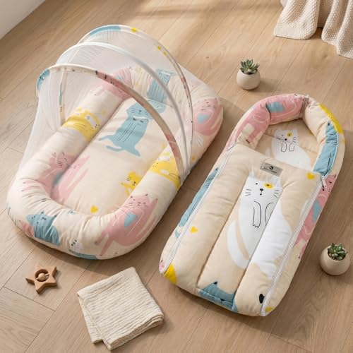 Image of StarAndDaisy 2-in-1 Baby Sleeping Bag with Mosquito Net for Newborn -Soft & Breathable Cotton Sleeping Sack Cum Wrapper /Foldable Bag for Baby Protection.