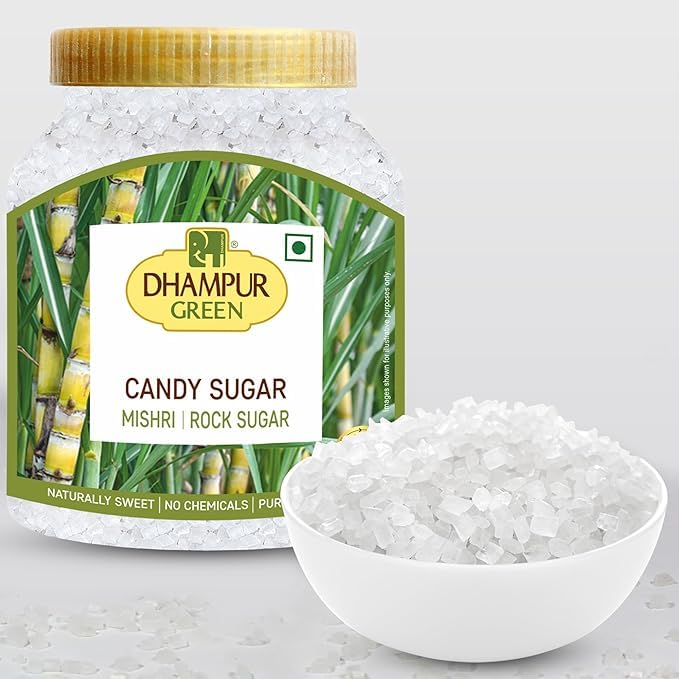 Image of Dhampure Speciality Mishri Dana, 800g | Rock Sugar Crystals | White Mishri | Natural Sweet Candy Sugar | Ideal for Pooja, Prasad, Sweets, Ayurvedic Use & Many More (Pack of 1)