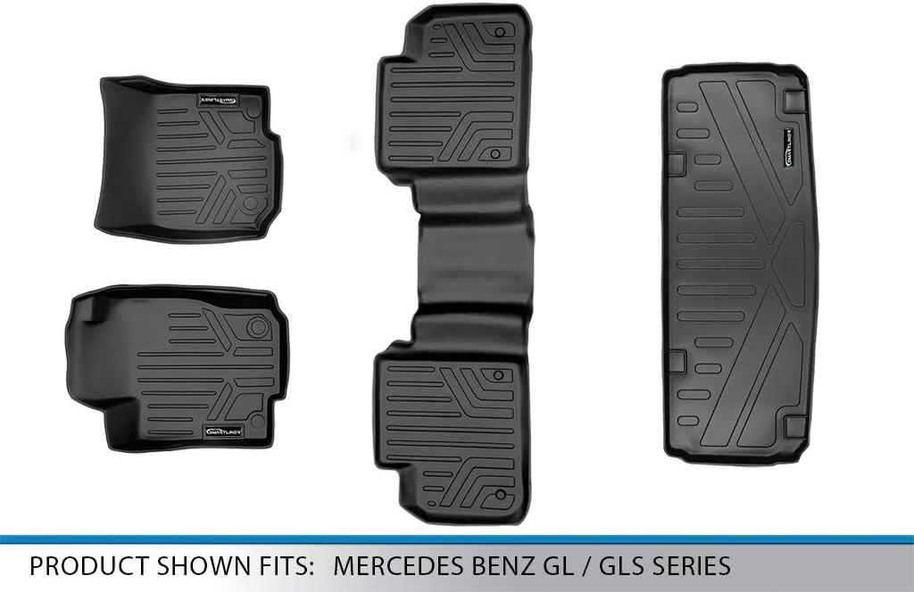 MAXLINER Floor Mats 2 Rows and Cargo Liner Set Black for 2012-2018 Mercedes Benz GL/GLS Series