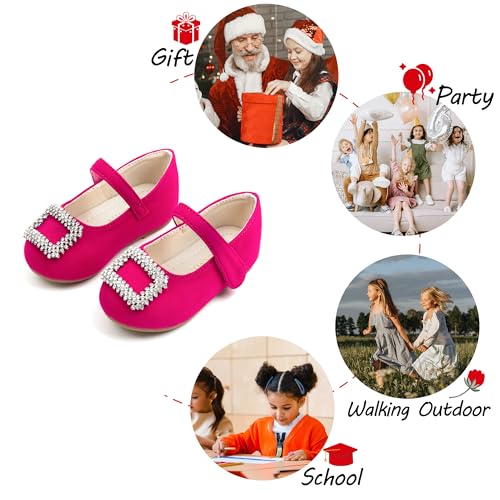 Image of PHIRAMIN Toddler Flower Girl Dress Shoes - Little Girl Mary Janes Flats Wedding