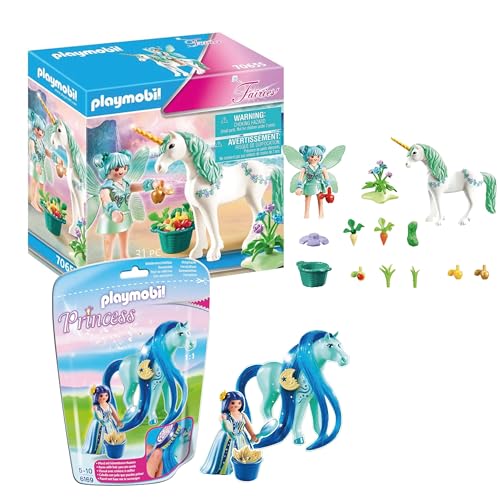 PLAYMOBIL 70655 Unicornio con hada de alimentación + 6169 Princess Luna