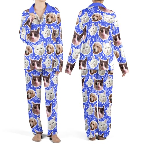 Customized Face Pajamas Set, Personalized Picture Pajama Pants, Funny Gifts For Men Women Pet Matching Couple3