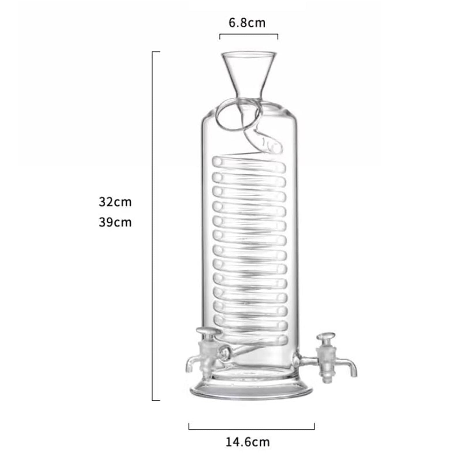 Ekspres do kawy mrożonej, szklany zaparzacz do kawy na zimno, szklany dzbanek do parzenia kawy na zimno o pojemności 180 ml/340 ml, zaparzacz do kawy na zimno ze spiralną rurką chłodzącą i regulowanym
