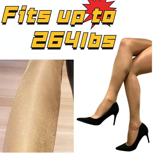 Verdancy Women’s 3 Pairs of Ultra Stretchable Sheer Shimmery Stockings for 264lbs Plus Size High Waist Tights Footed Pantyhose (1 Pair of Coffee, 1 Pair of Black, 1 Pair of Nude, 2XL) - Image 4